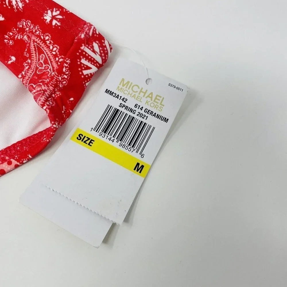 MICHAEL Michael Kors Womens Medium Classic Bikini Bottoms Geranium‎ Bandana 1429